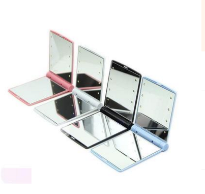Night lighting Led lighting make-up mirror with 8 lamps double-sided folding dressing mirror portable pocket mirror full figure