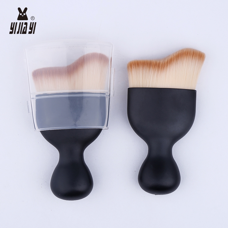 New high-heeled shoe face brush with matte black handle, imported nylon bristle makeup brush, wholesale factory direct sales details Picture