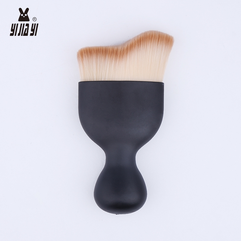 New high-heeled shoe face brush with matte black handle, imported nylon bristle makeup brush, wholesale factory direct sales Specification image
