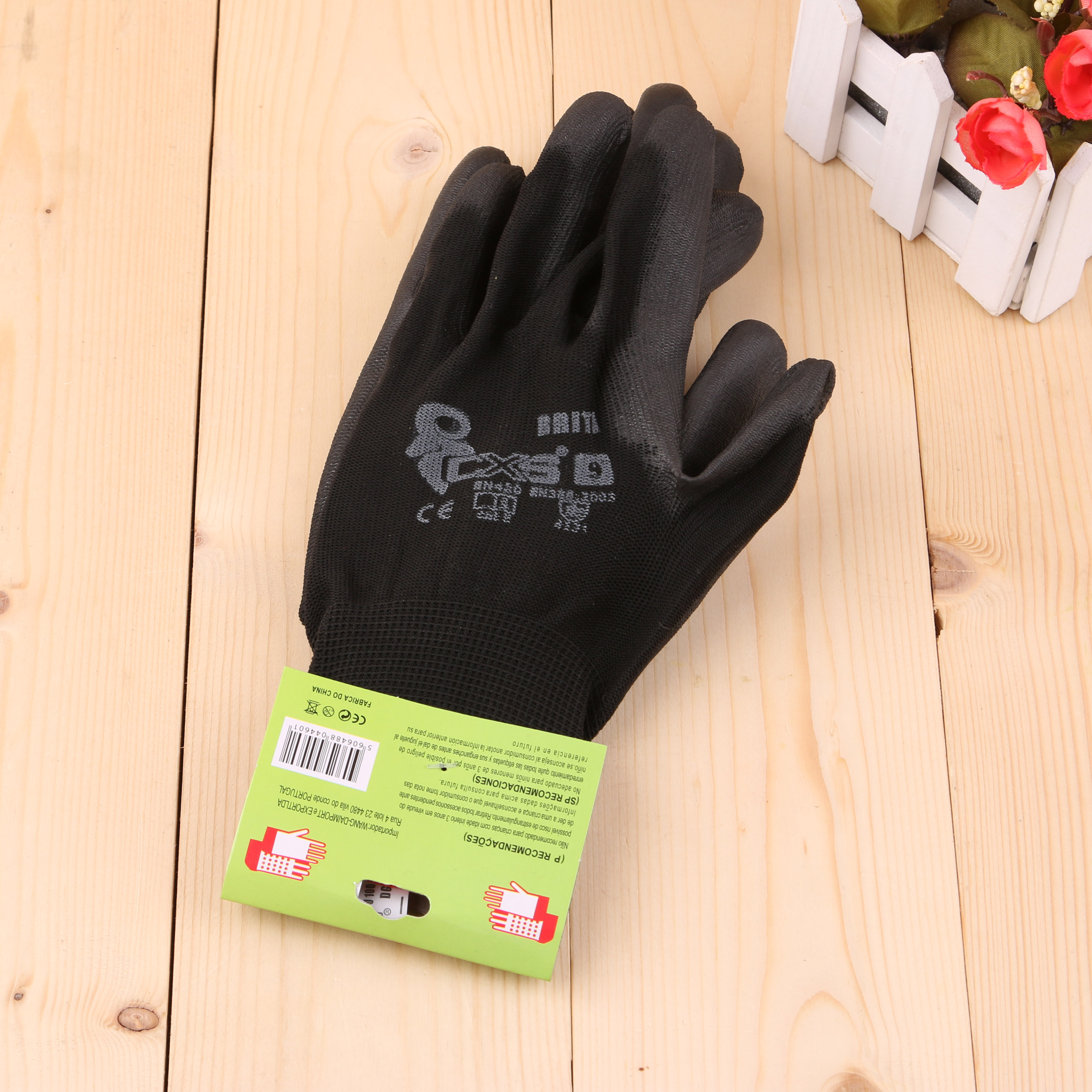 纯色防静电涂掌PU工作手套耐磨防滑手套细节图