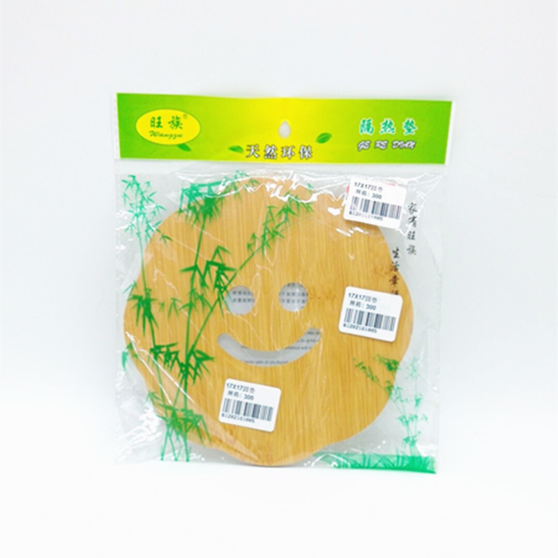 17*17 Round mat Wooden smiley face non-slip table mat insulation mat bowl mat cup mat dish mat