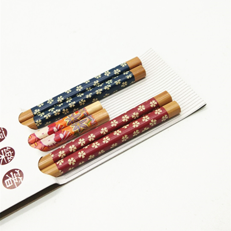 三双筷子 家用可爱亲子筷 家庭竹木印花筷子细节图