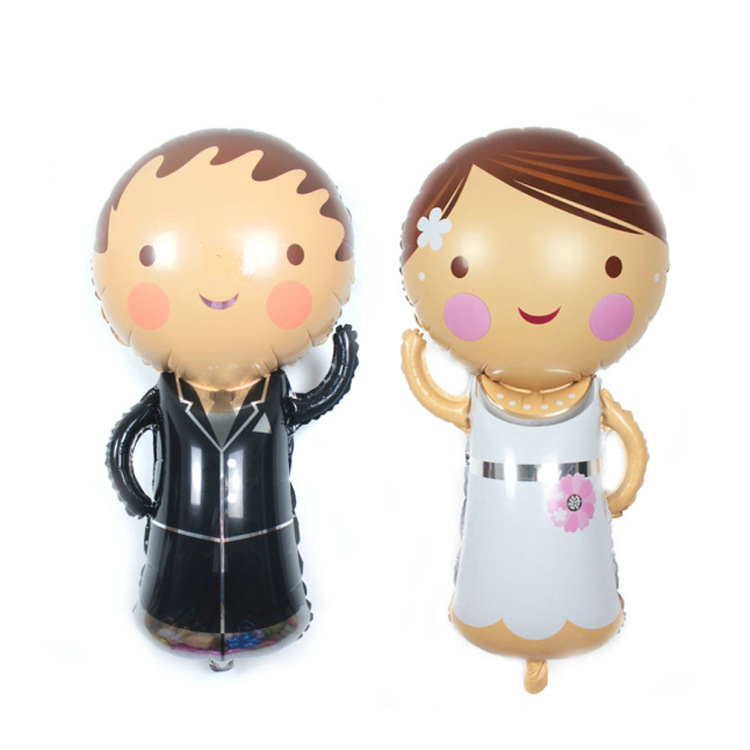 Aluminum foil balloon wedding room decoration, wedding supplies, aluminum foil dolls for the bride and groom, wedding venue decoration details Picture