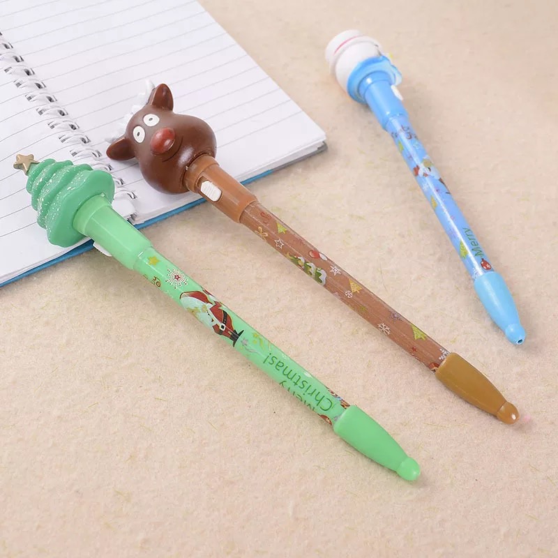 厂家直销圣诞推灯笔 创意文具个性广告笔促销礼品圆珠笔批发细节图