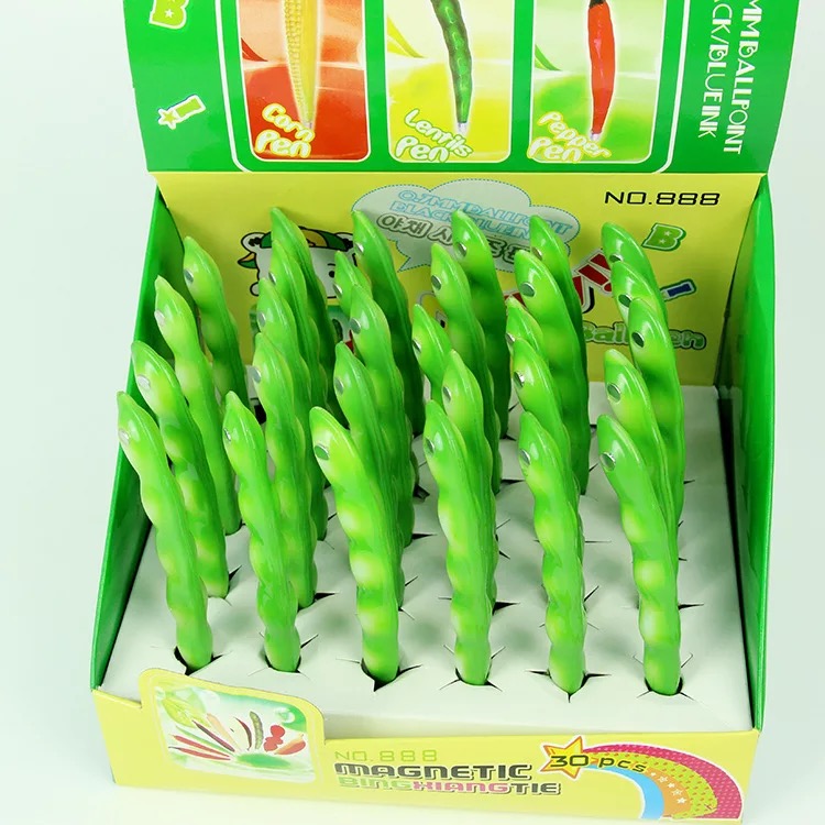 厂家直销日韩QQ农场仿真扁豆造型笔水果蔬菜笔