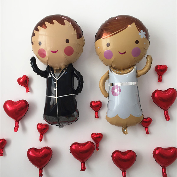 Aluminum foil balloon wedding room decoration, wedding supplies, aluminum foil dolls for the bride and groom, wedding venue decoration