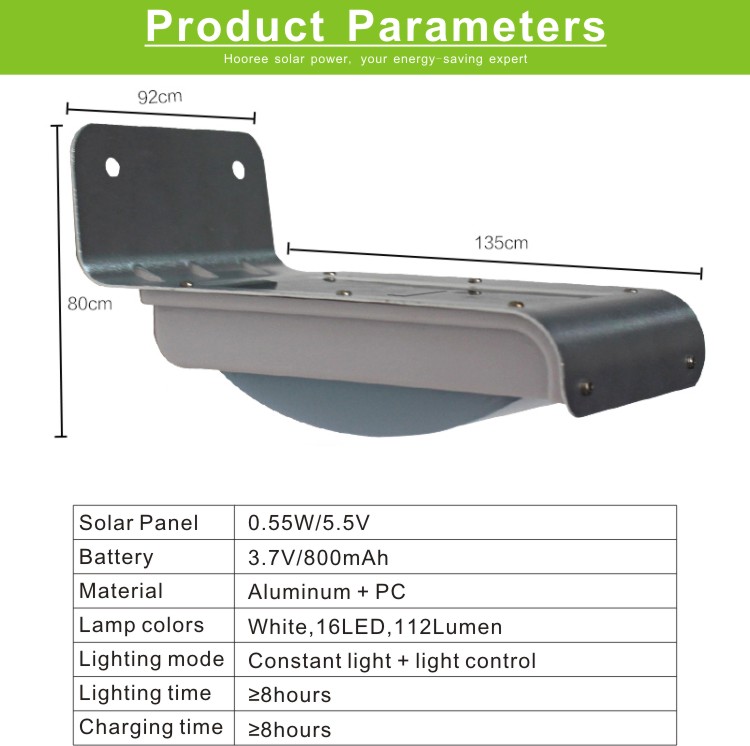 SL-10P3 室外太阳能灯 16LED壁灯 庭院灯长亮款细节图