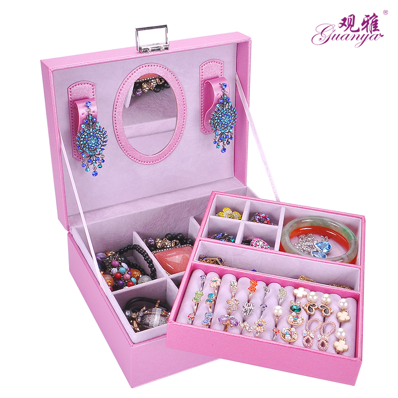 Guanya's new double-layer jewelry box, ring, jewelry box, accessory storage box, and jewelry box with lock