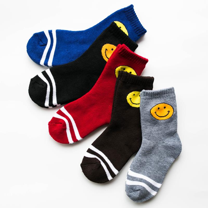 童袜 秋冬款 笑脸儿童袜毛圈袜卡通袜中统祙秋冬加厚袜子细节图
