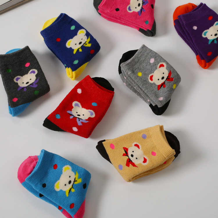 Children's socks, hoop socks, cartoon socks, little bear mid-length socks