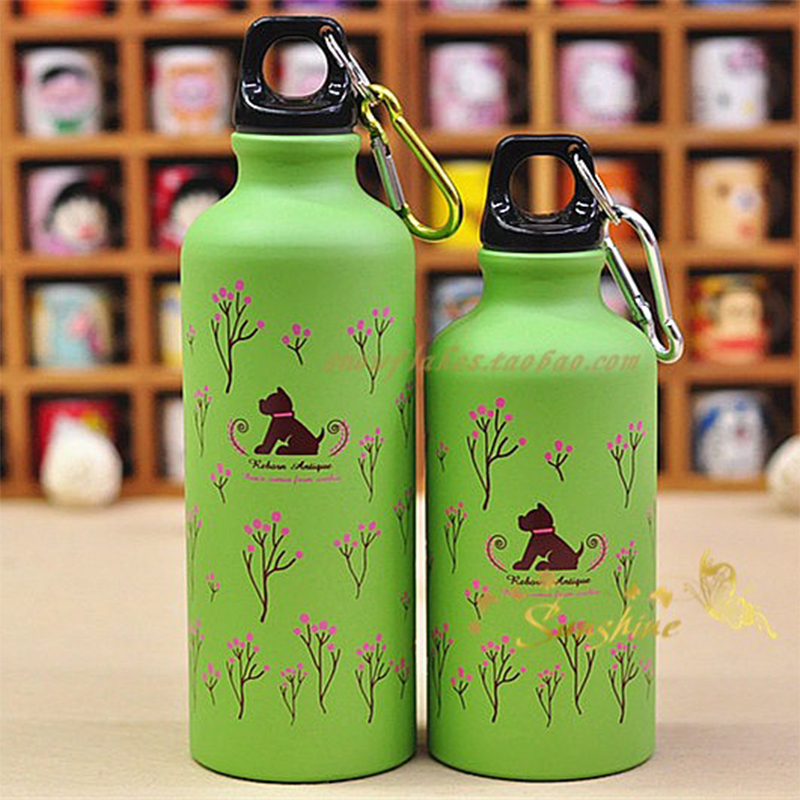 Factory direct sales: Pastoral floral prints, cute animals, car, national trend outdoor aluminum water bottles, mountain climbing buckle sports water bottles details Picture