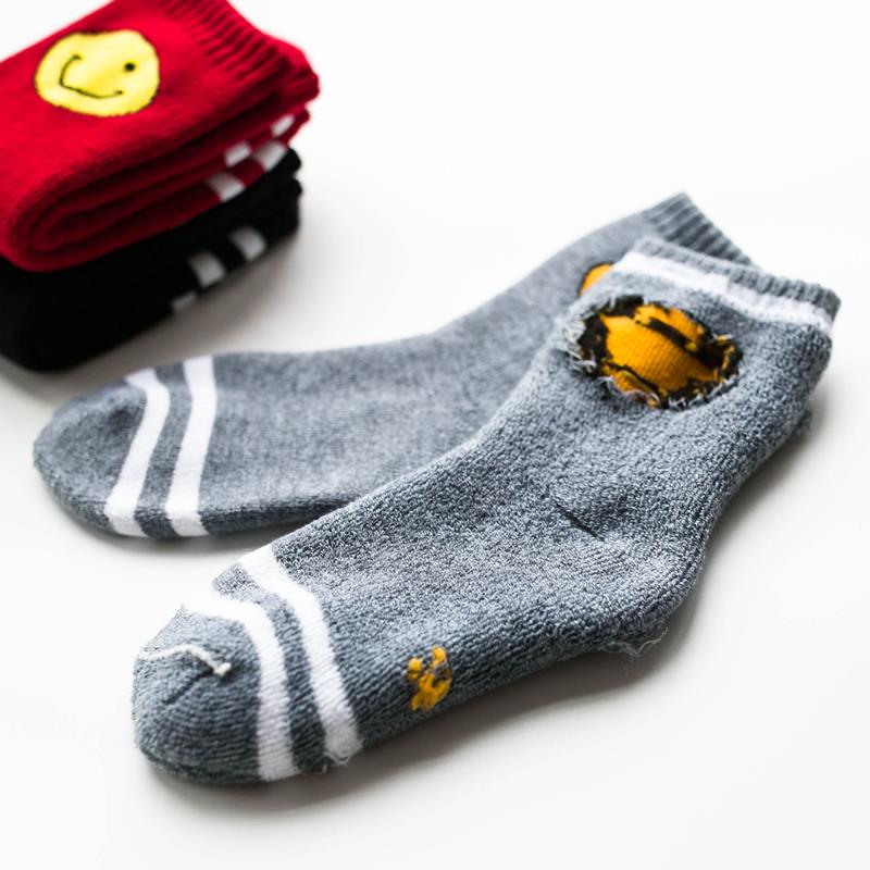 童袜 秋冬款 笑脸儿童袜毛圈袜卡通袜中统祙秋冬加厚袜子产品图