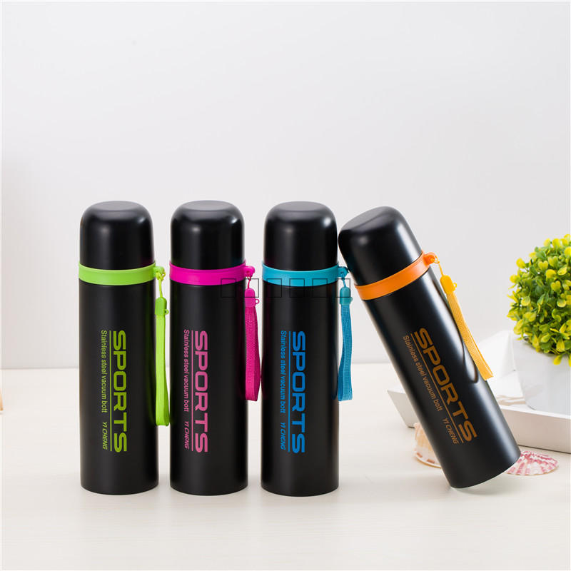 Factory direct sales of vacuum insulated cups, fashionable bullet-shaped handle ropes, sports water bottles, gift custom cups Specification image