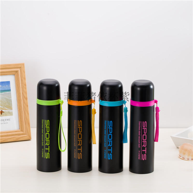 Factory direct sales of vacuum insulated cups, fashionable bullet-shaped handle ropes, sports water bottles, gift custom cups