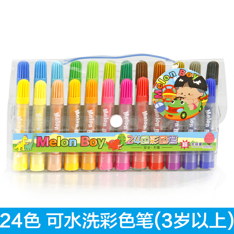 西瓜太郎076687-2 24色简装水彩笔盒装水彩笔