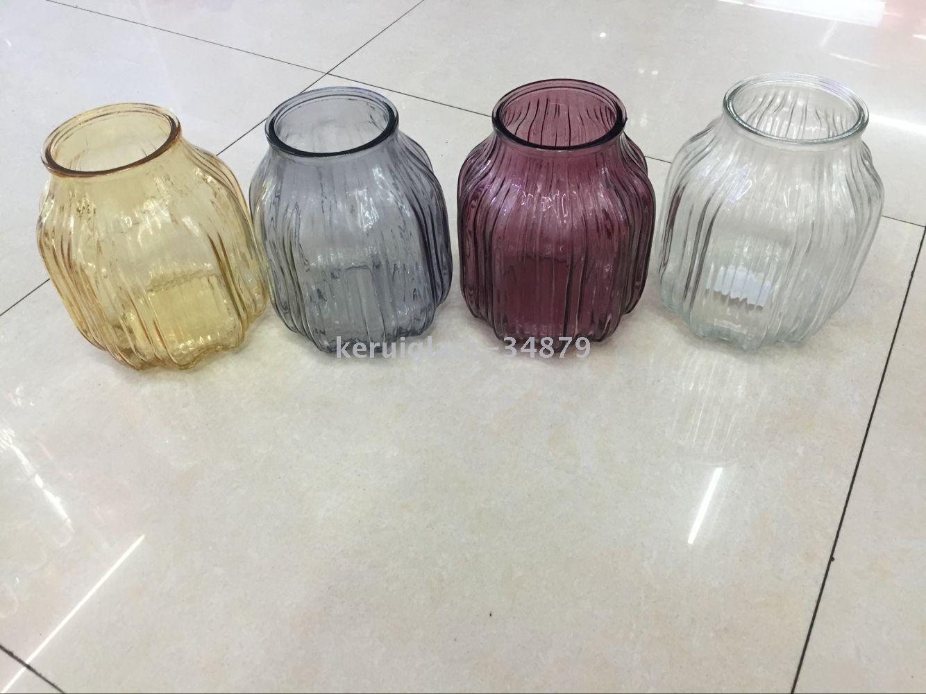 时尚家用玻璃彩色子怡短款花瓶玫瑰花百合花