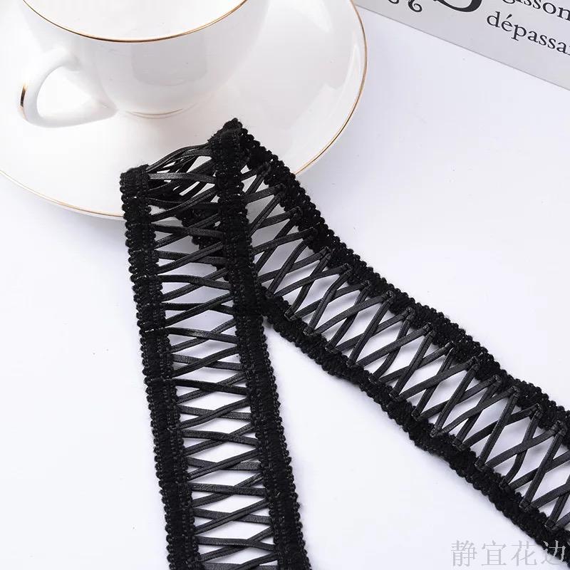 Black Cross Pu Leather Lace Handmade Material Accessories Accessories Wholesale Application Scenario