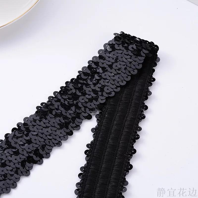 New Upscale Black 4 Row Sequin Lace Handmade Material Accessories Wholesale Can Be Customized Specification drawing