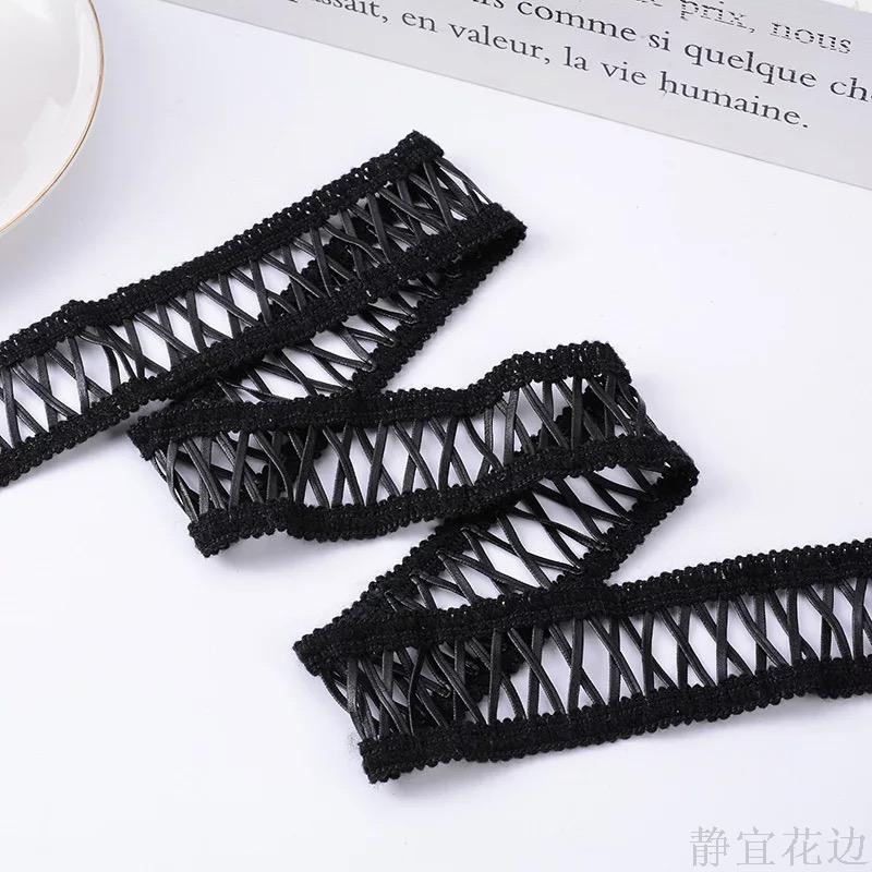 Black Cross Pu Leather Lace Handmade Material Accessories Accessories Wholesale Specification drawing