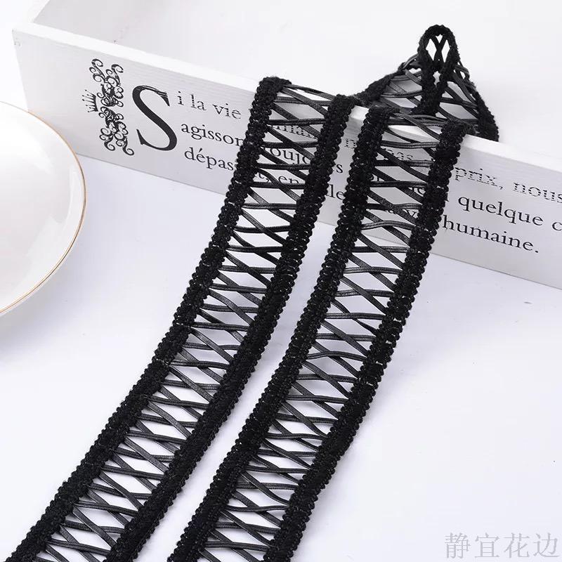 Black Cross Pu Leather Lace Handmade Material Accessories Accessories Wholesale