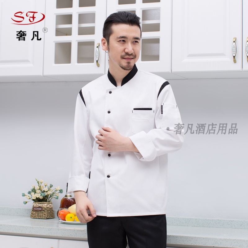 政昊酒店用品 厨师服拼接袖酒店厨师服工作服订做中式西式产品图