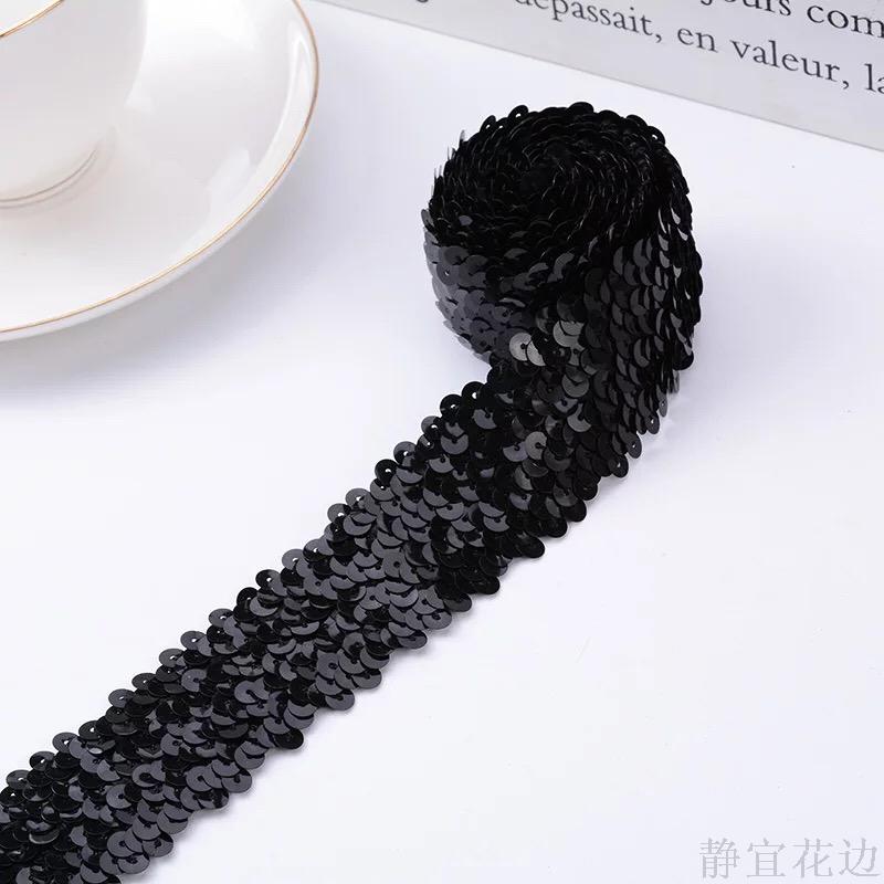 New Upscale Black 4 Row Sequin Lace Handmade Material Accessories Wholesale Can Be Customized Application Scenario