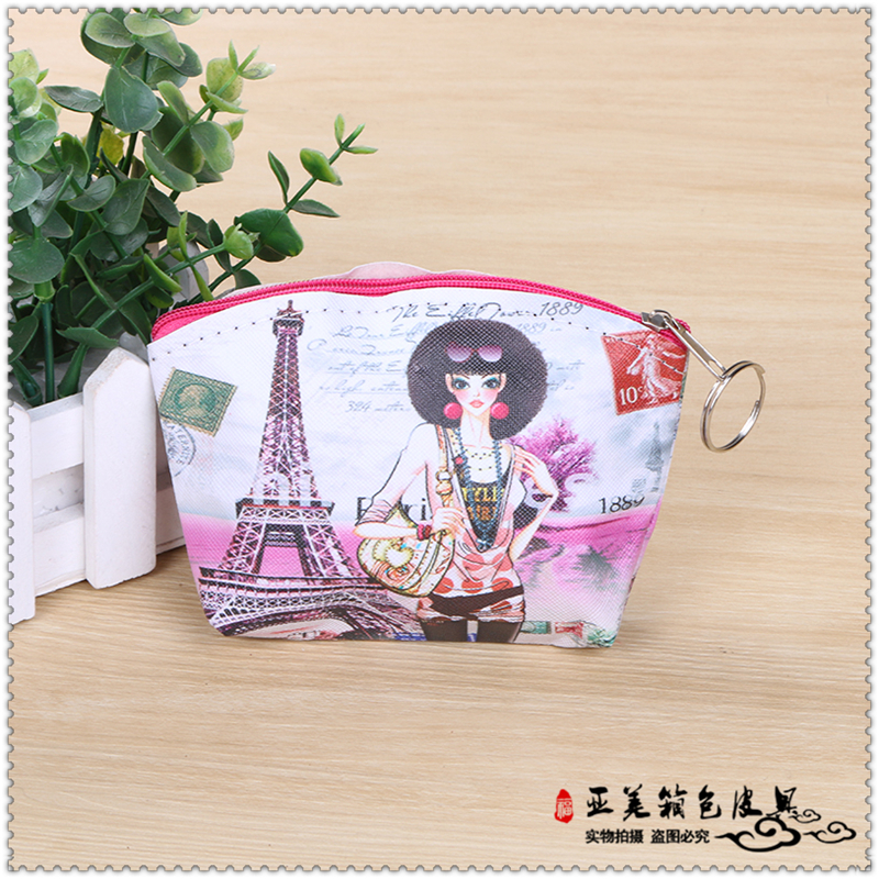 European And American Vintage Pu Leather Key Bag Small Coin Purse Women's Printed Clutch Bag details Picture