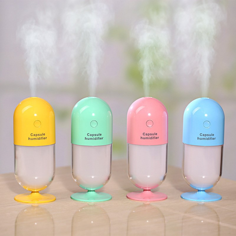 胶囊加湿器七彩夜灯迷你桌面办公家用usb空气净化器加湿器