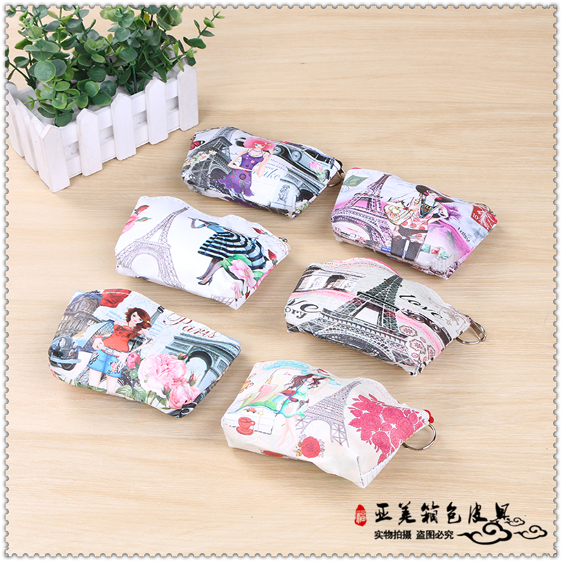 European And American Vintage Pu Leather Key Bag Small Coin Purse Women's Printed Clutch Bag