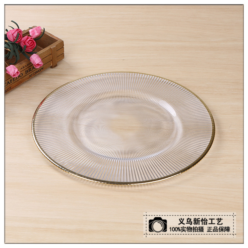 玻璃电镀金边果盘 餐垫盘 西餐盘产品图
