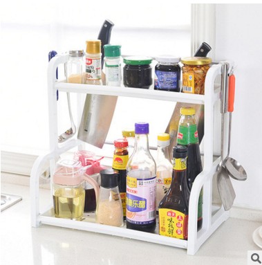Double Kitchen Shelf Wall Hanging Floor Seasoning Seasoning Storage Equipment Rack Kitchen Utensils And Knife Rack Supplies Wholesale details Picture