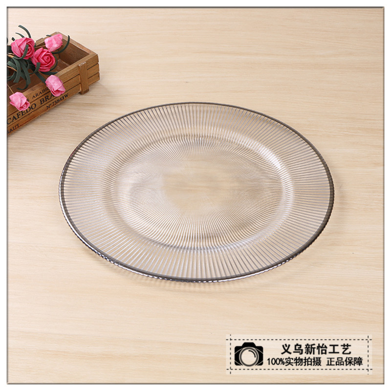 玻璃电镀金边果盘 餐垫盘 西餐盘细节图