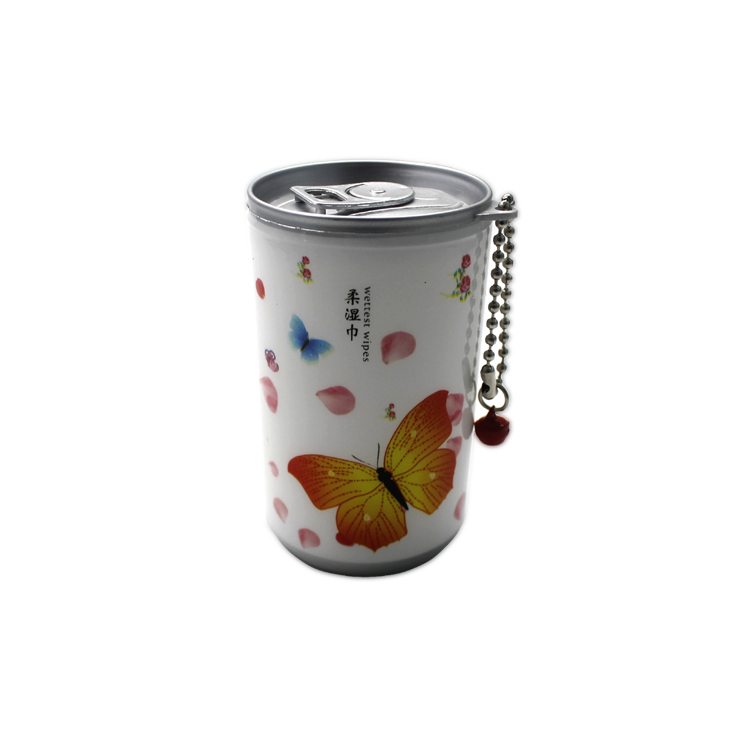 Foreign trade small bucket wet wipes, colorful butterfly cola bucket portable car wet wipes 30PCS details Picture