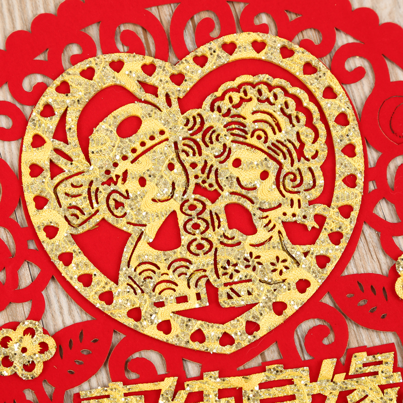 Round Wedding Theme Door Paste Window Paste Wedding Decoration Wedding Room Decoration Paper-Cut Pendant details Picture