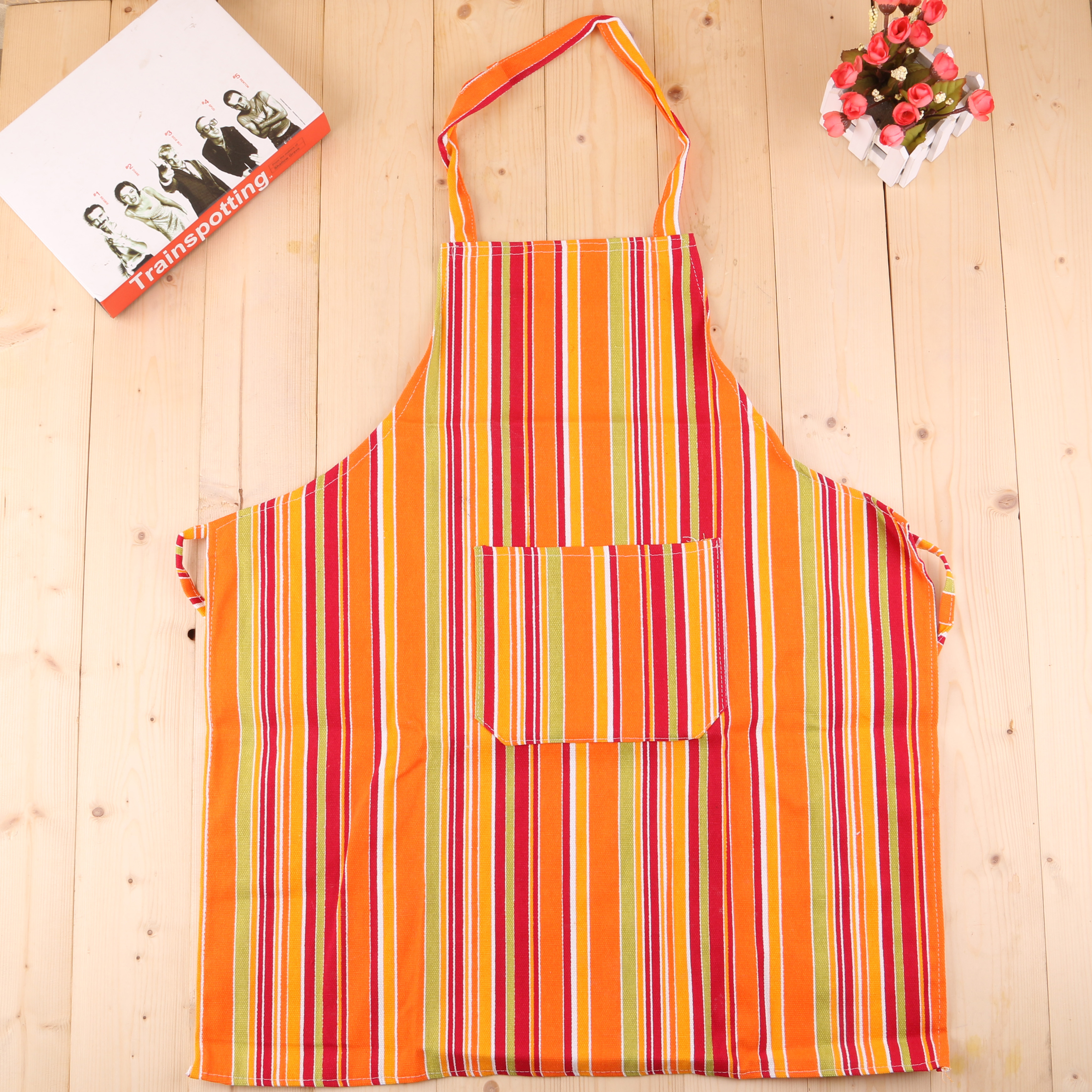 时尚条纹围裙简约防油做饭围腰 韩版厨房成人无袖家居细节图