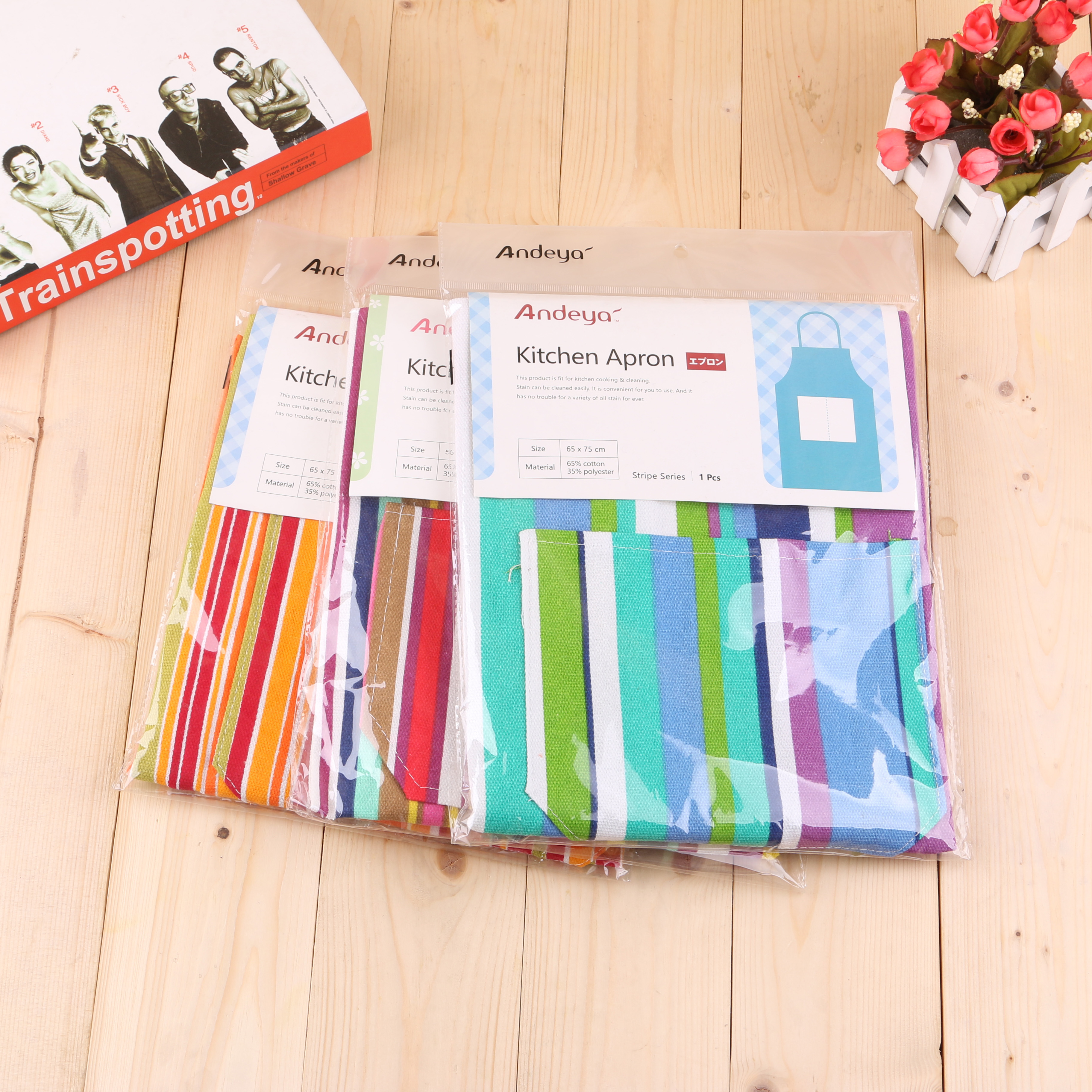 时尚条纹围裙简约防油做饭围腰 韩版厨房成人无袖家居产品图