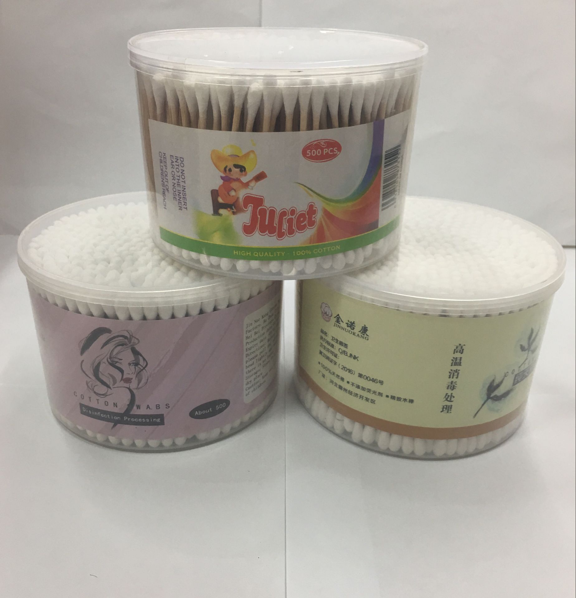 500 large round wooden stick cotton swabs 120 boxes/piece thumbnail