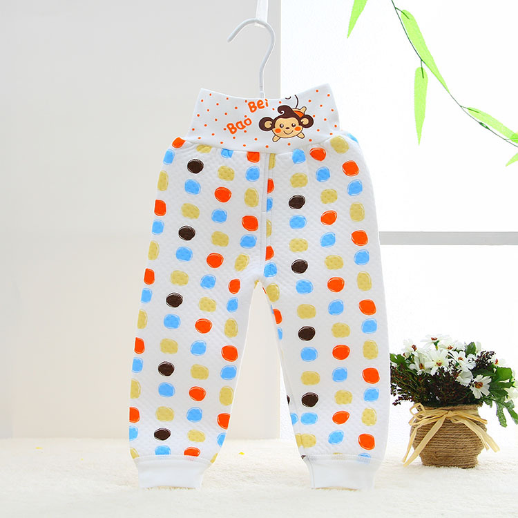 婴幼儿夹棉保暖两用裆高腰裤 男女宝宝护肚裤 儿童秋裤