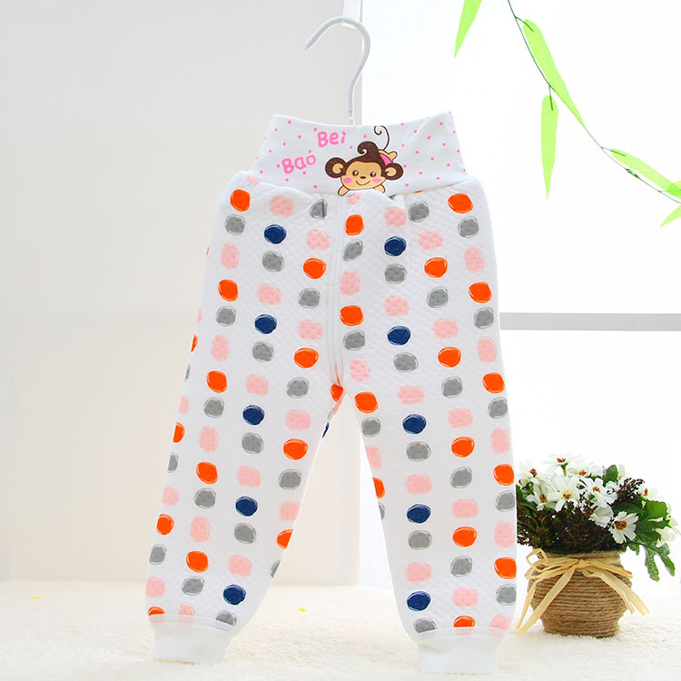 婴幼儿夹棉保暖两用裆高腰裤 男女宝宝护肚裤 儿童秋裤产品图