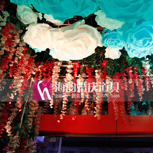 Wholesale of Haiyun wedding props, wedding supplies, decorative items, silk flowers, floral art, hanging baskets, and broad bean flowers Application Scenario