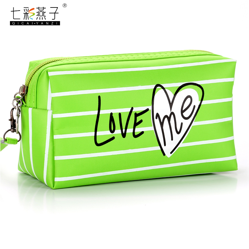 LOVE ME Makeup Bag, Korean version striped heart-shaped Prince Bag, makeup bag, toiletry bag, clutch bag