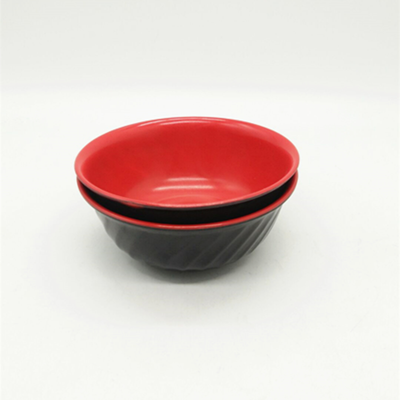 5006A Black and Red bowl Round bowl Rice bowl Soup bowl Black and red two-color bowl Plastic household bowl