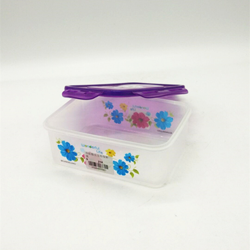 Purple rectangular covered food storage box, plastic microwave lunch box, refrigerator storage box details Picture