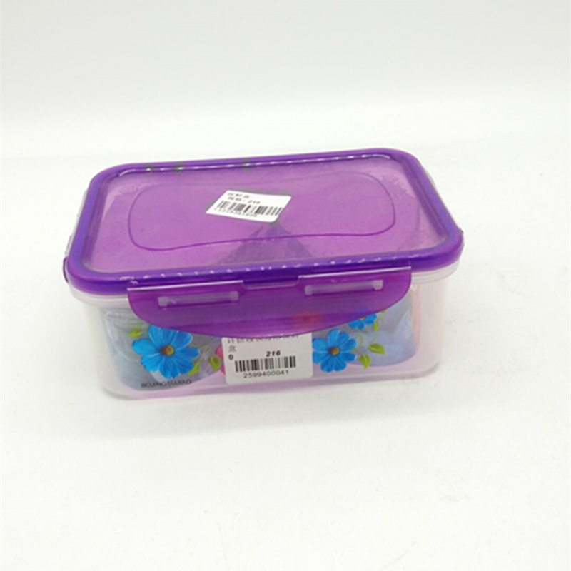 Purple rectangular covered food storage box, plastic microwave lunch box, refrigerator storage box