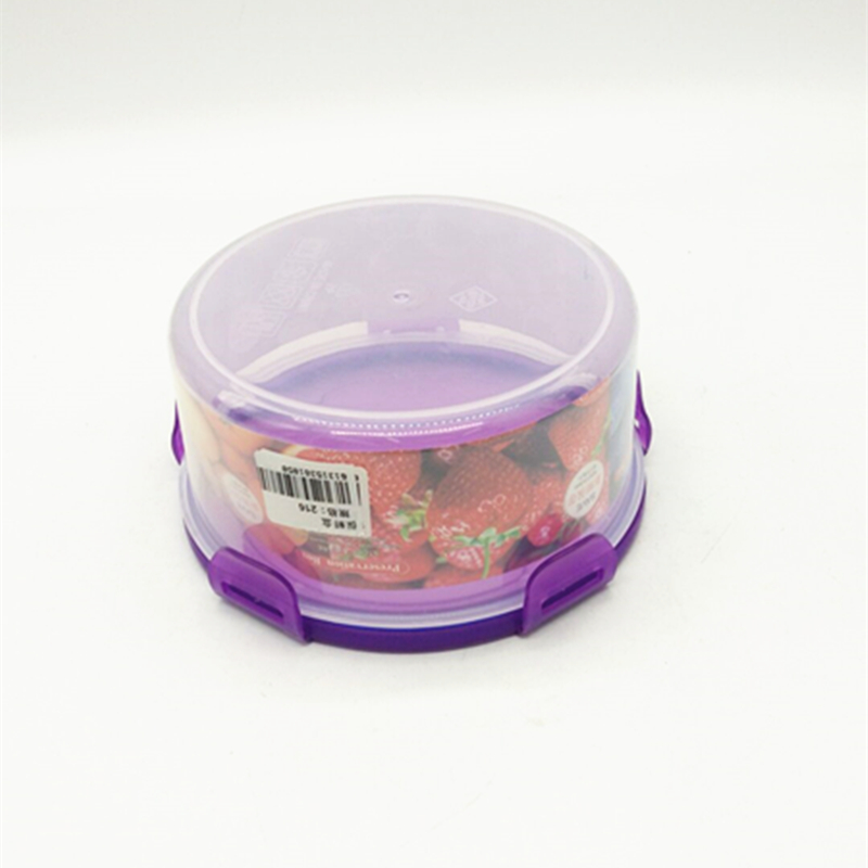 Purple transparent plastic round food storage box, microwave lunch box, refrigerator storage, long-lasting freshness preservation Specification image