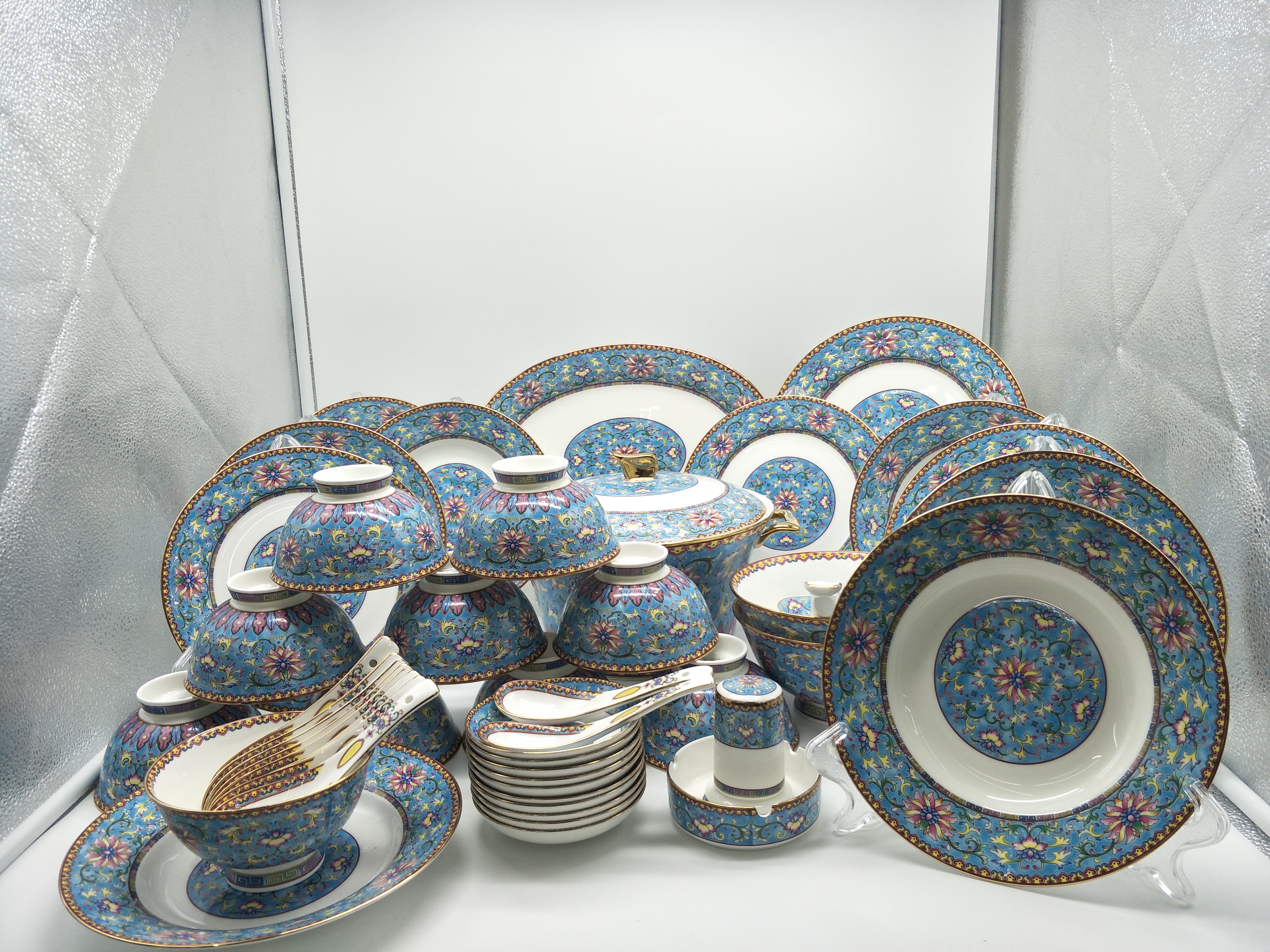 新款精品套装骨质瓷 兰色48头