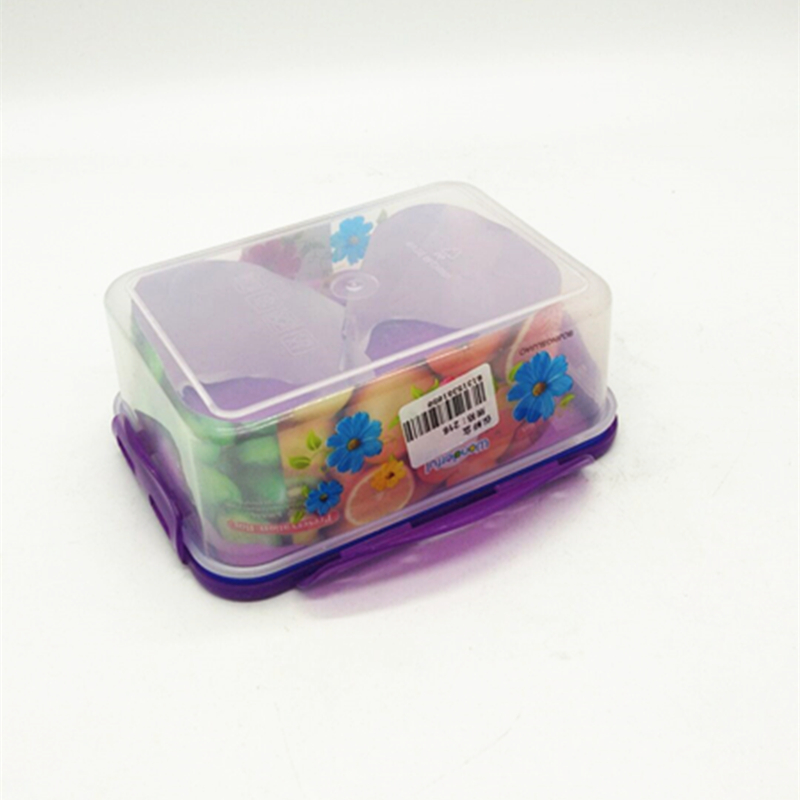 Purple rectangular covered food storage box, plastic microwave lunch box, refrigerator storage box Specification image