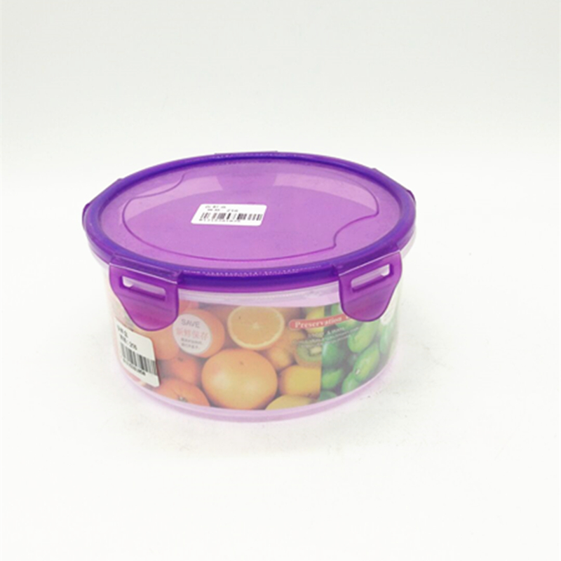 Purple transparent plastic round food storage box, microwave lunch box, refrigerator storage, long-lasting freshness preservation