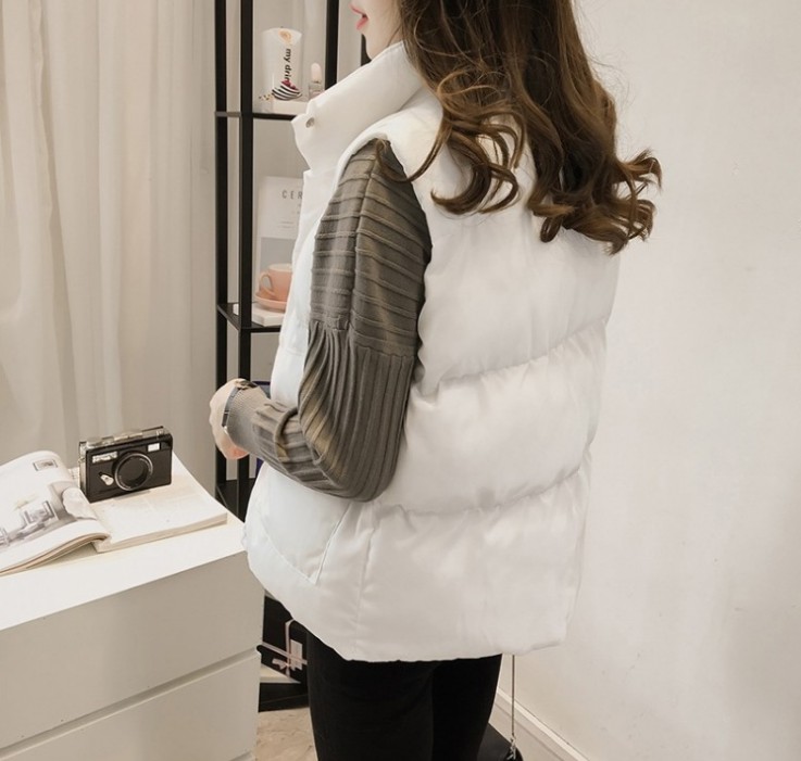 New Korean-style short cotton-padded jacket, loose student vest, mid-length cotton-padded jacket