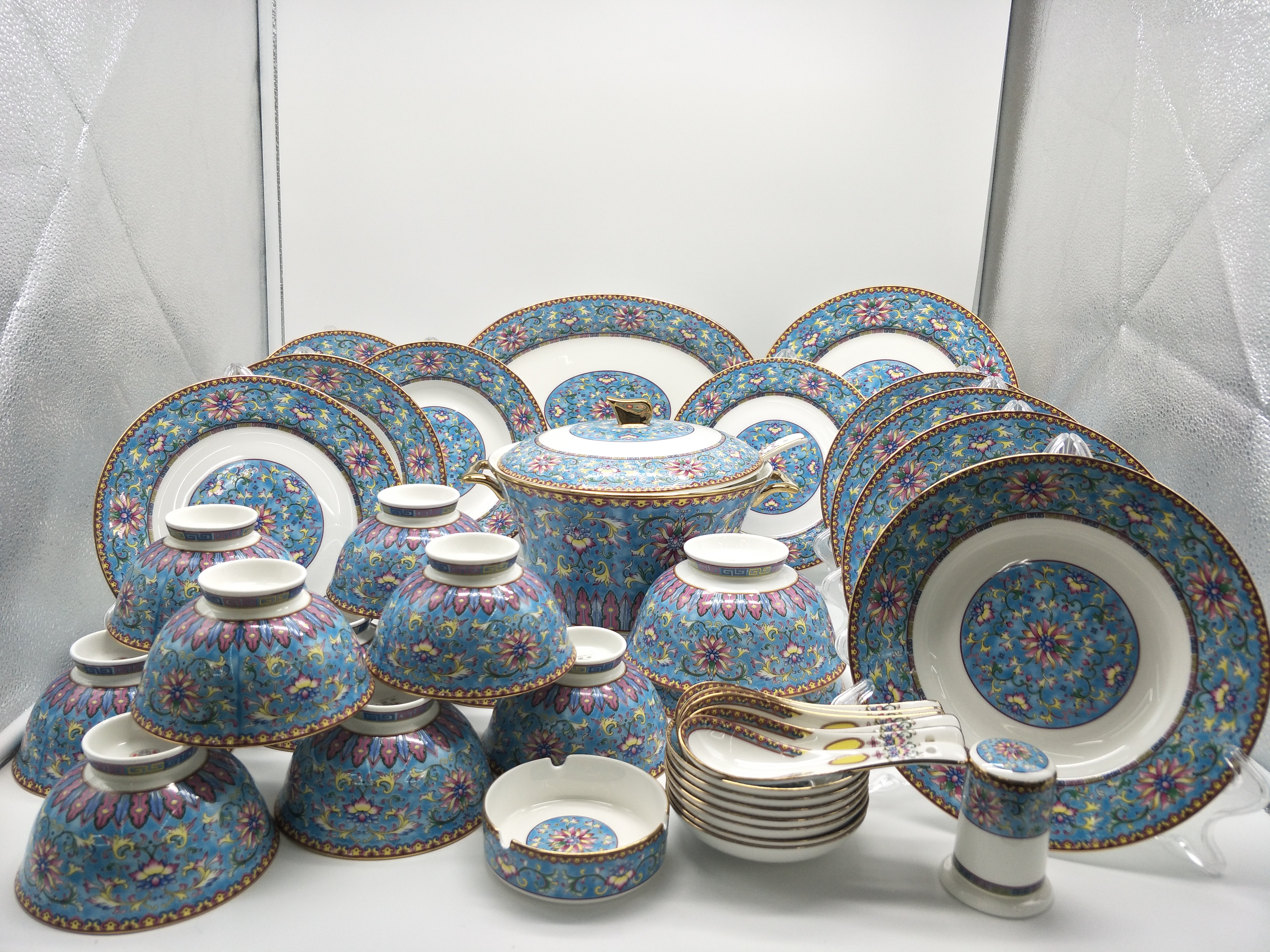 新款精品套装骨质瓷 兰色48头细节图